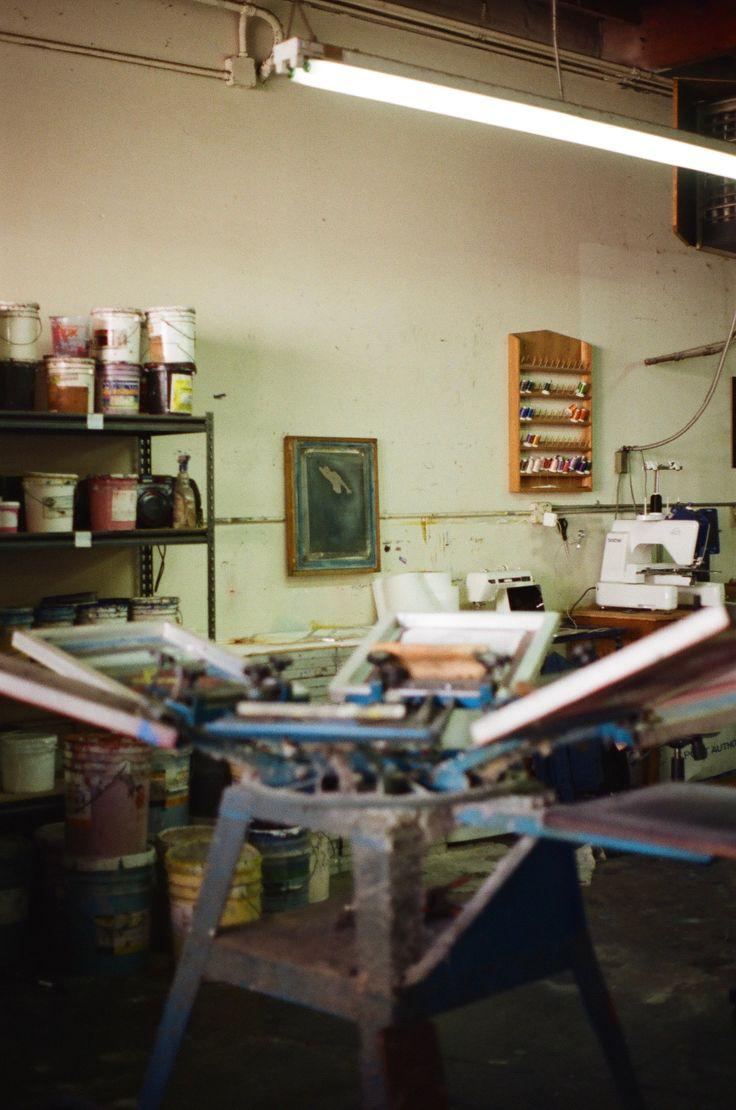 NAMLah screen-printing workshop with press, inks and sewing station